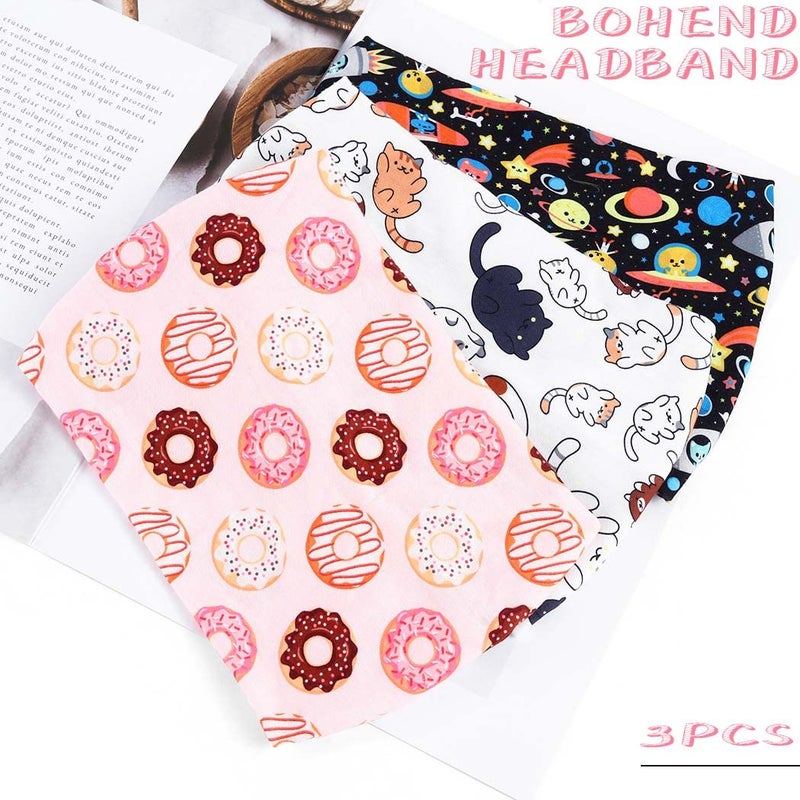 Bohend Girls Non-Slip Headbands - 3 Pack Wide Knotted Elastic Hair Bands, Cute Workout Yoga Sweatbands for Kids & Girls (Small Size) - Image 2
